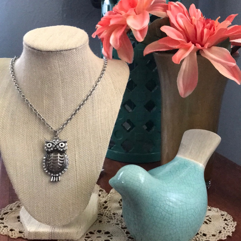 Adorable 32” glitzy owl pendant necklace!!